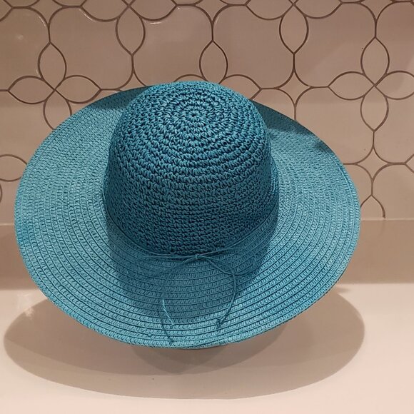 Cappelli Turquoise Blue Straw Sun Hat - Picture 4 of 8